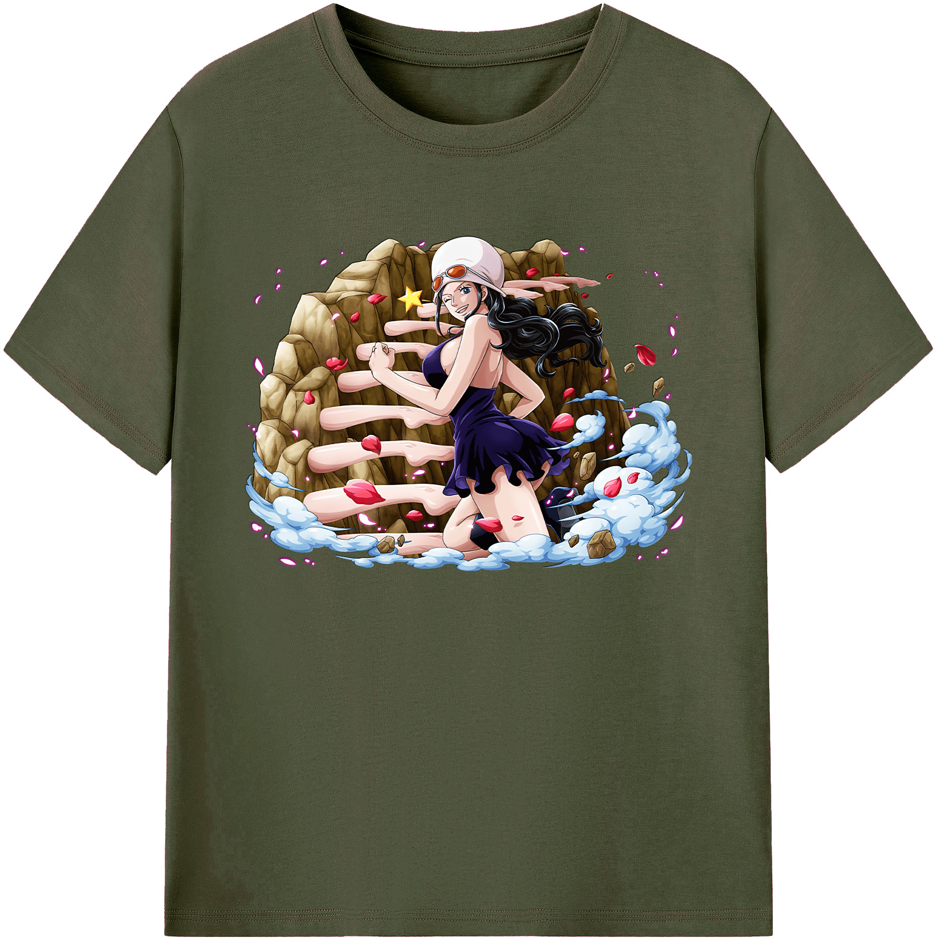 ワンピース ニコ・ロビン ONE PIECE Nico Robin 綿100％ メンズ半袖Tシャツ｜肌触りやわらか＆通気性
